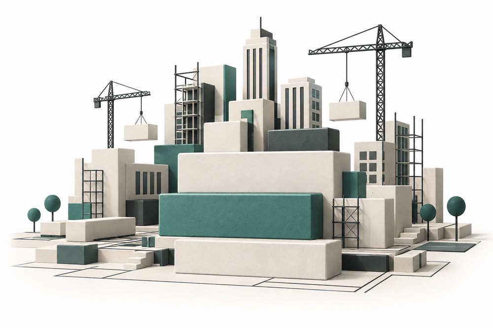 Ilustración conceptual de una ciudad que toma forma